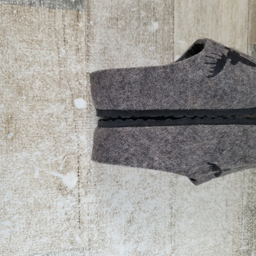 Birkenstock Kaprun Kids Clogs Sz 10 Gray Elk Wool Narrow Slip On Slippers‎